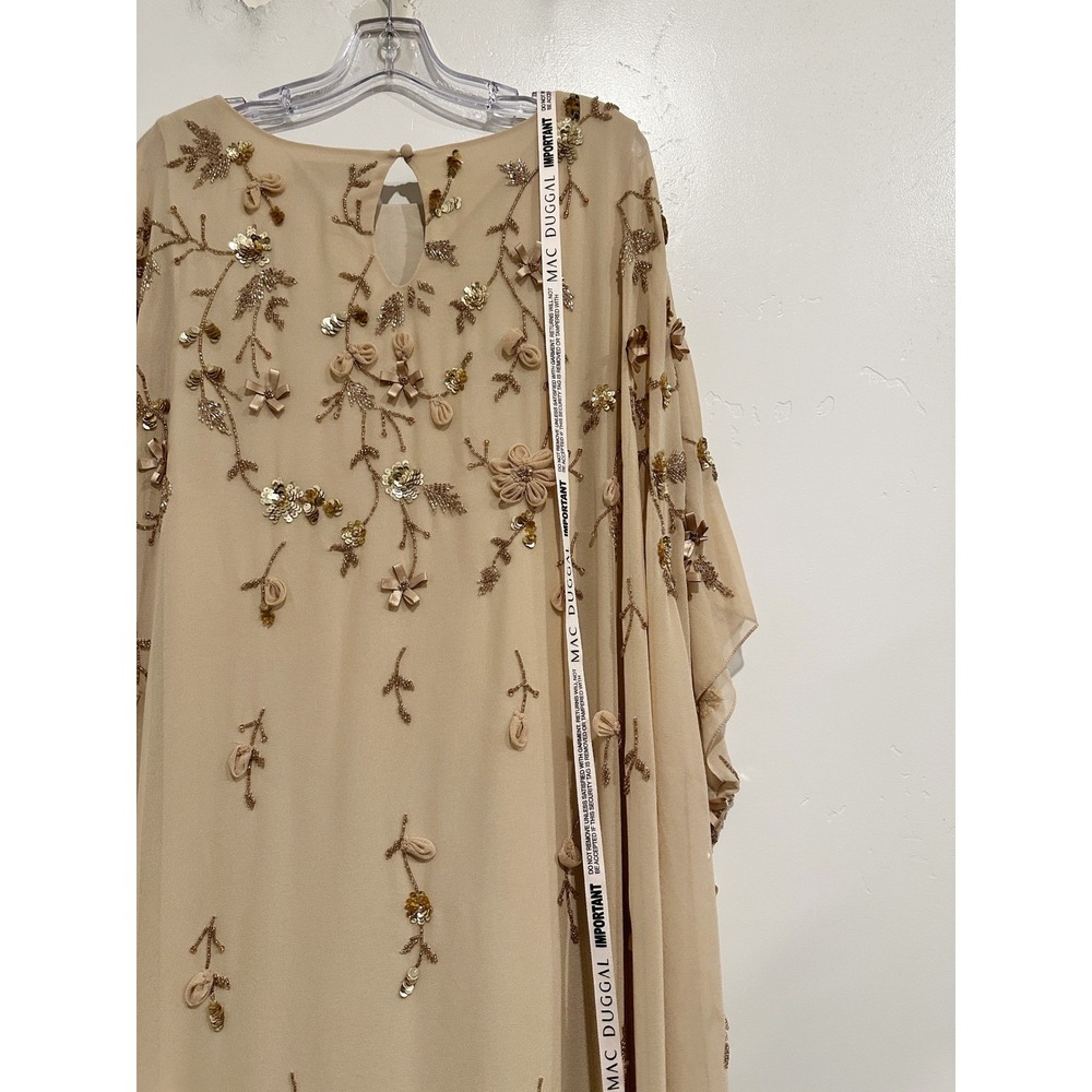 NWT Mac Duggal Floral Embellished Kaftan Gown in Nude Gold Size 12 Fairy Boho - Picture 14 of 16
